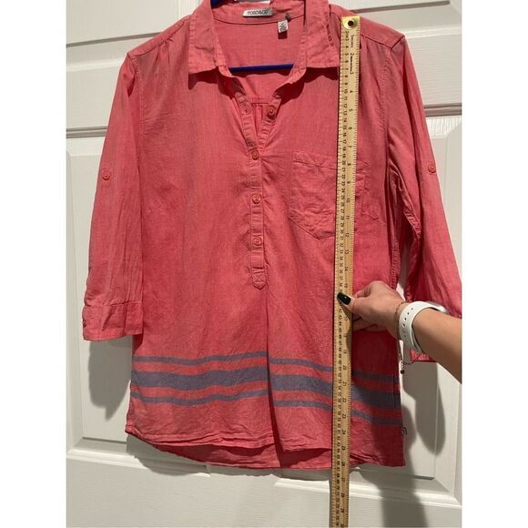 Toad&Co Quarter Sleeve Camp Cove Peasant Red With Blue Stripes Women’s Medium - Picture 7 of 12